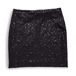 Cache Black Sequin Mini Skirt Womens M Medium Party Holiday Sparkle Lined